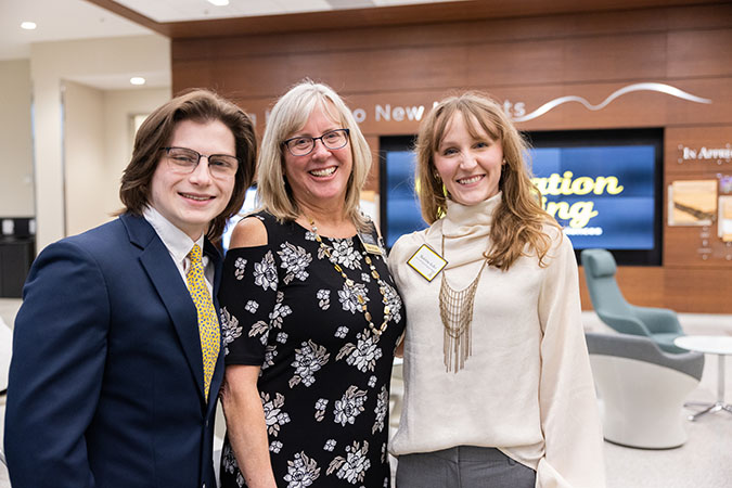 Dean Marie Huff (center) with Carson Goins (left) and Madeleine Lefler