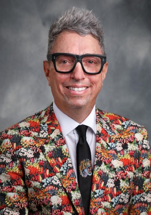Man wearing a colorful suit 