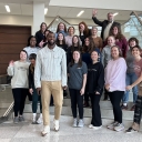 Michael Kidd-Gilchrist with a group of App State students and faculty 