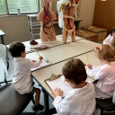 Young scientists in anatomy lab at Leon Levine Hall 