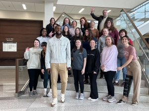 Michael Kidd-Gilchrist with a group of App State students and faculty 