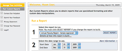 Run a report screenshot