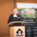 Marie Huff speaking at Celebration of Giving