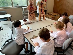 Young scientists in anatomy lab at Leon Levine Hall